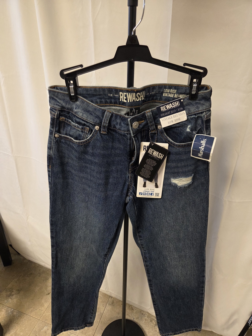 Rewash Women's Dark Vintage Blue Boyfriend Jeans